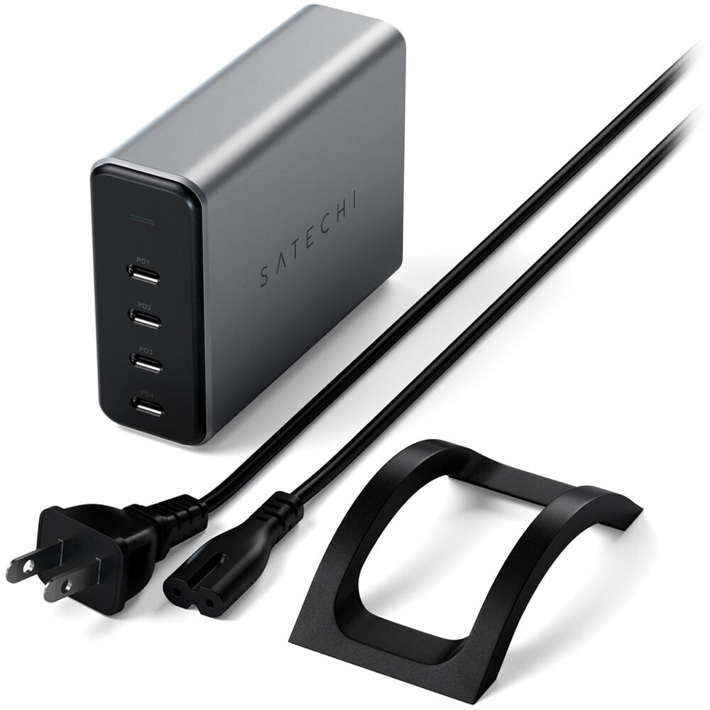 Cargador de Escritorio Satechi 165W USB Type-C 4 Puertos GaN PD con Protección de Sobrecarga y Cable