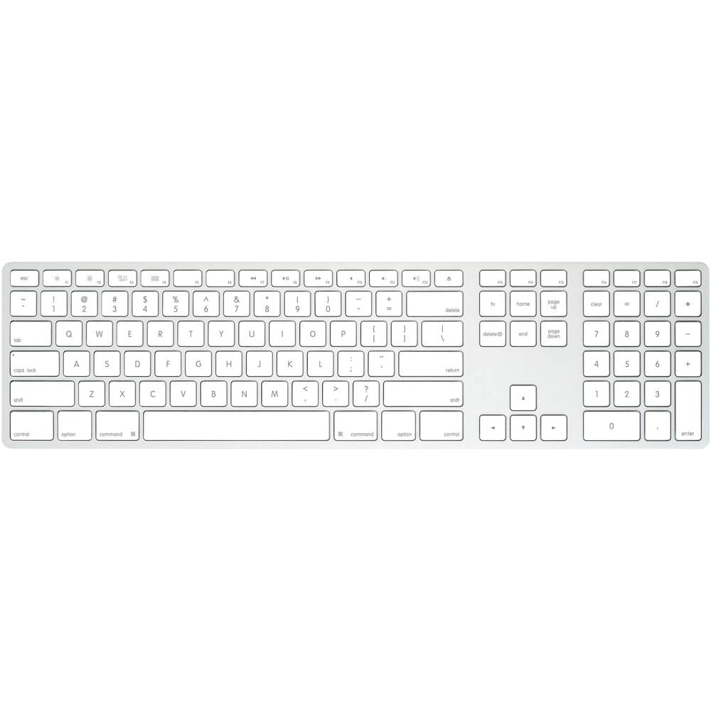 Teclado Inalámbrico USB-C Matias para Mac (Plata) - Tamaño Completo, Interruptores de Tijera, Recept