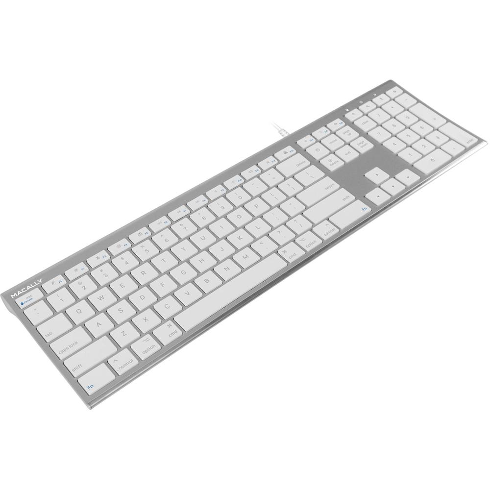 Teclado USB Alámbrico Ultra Delgado Macally (Aluminio) - 110 Teclas de Tamaño Completo, Interruptore