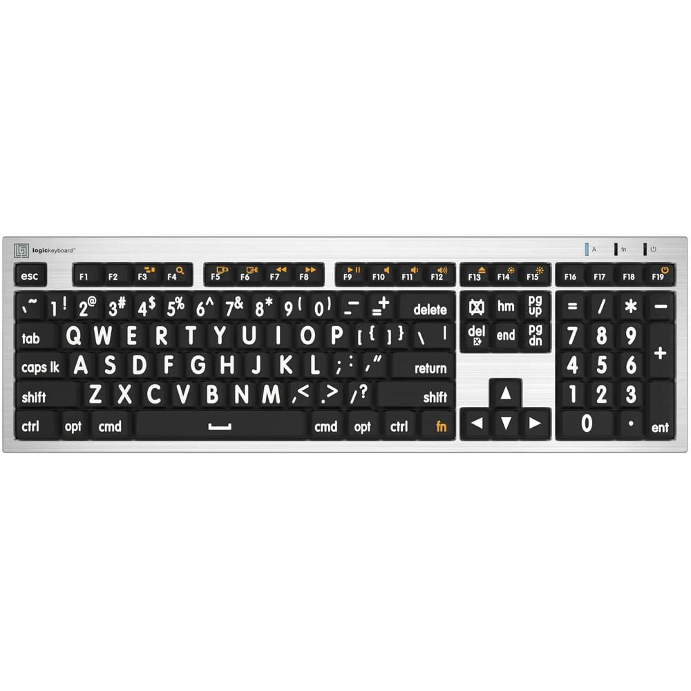 Teclado LogicKeyboard ALBA Mac Pro en Inglés Americano con Gran Impresión (Blanco sobre Negro)