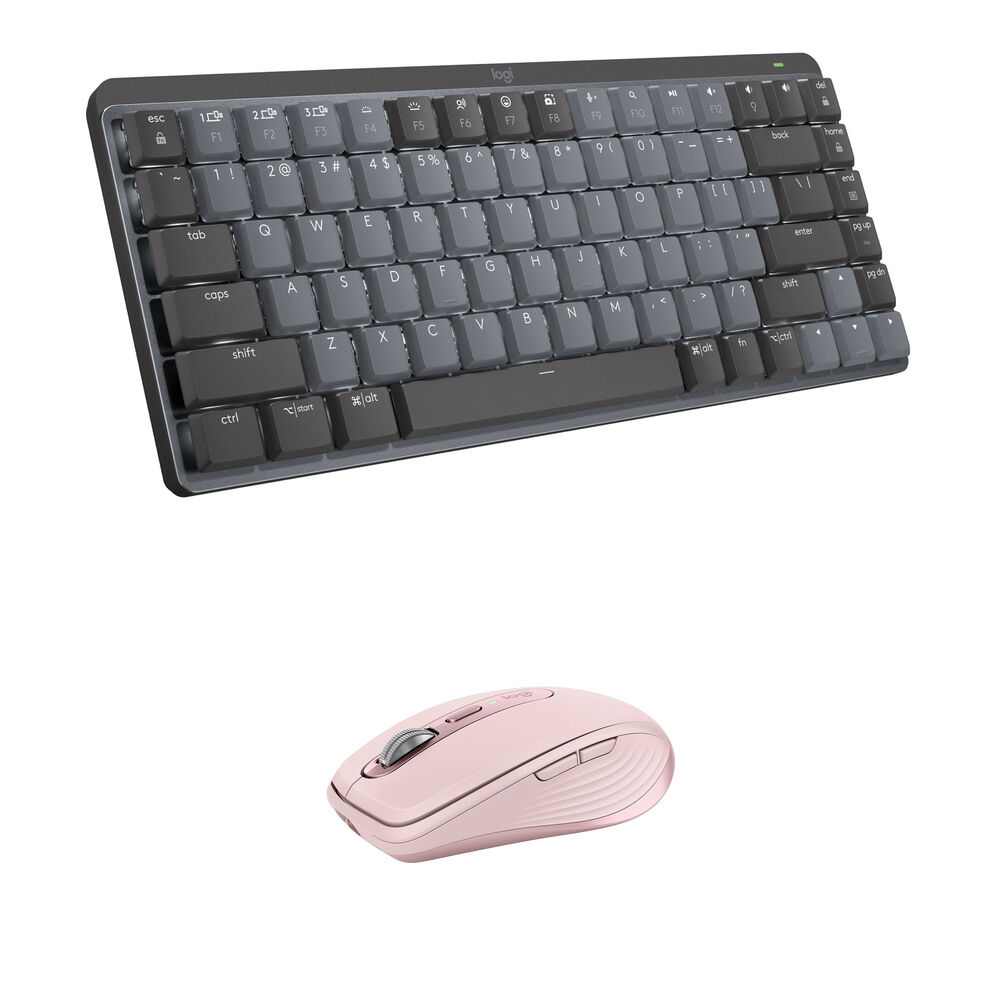 Teclado Mecánico Mini Inalámbrico Logitech MX y Ratón MX Anywhere 3S (Lineal, Gris / Rosa) - Conecti
