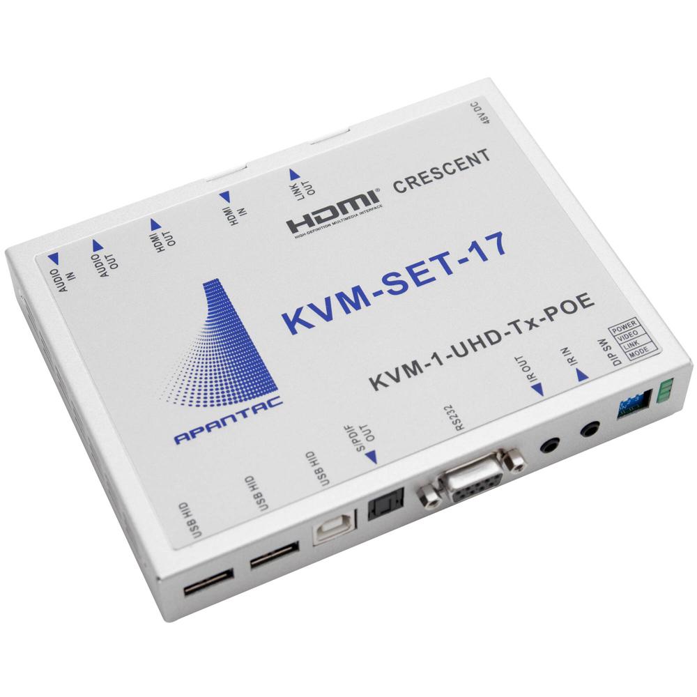 Transmisor y Receptor KVM Apantac 4K/UHD HDMI con Soporte USB 2.0 y PoE - Extensión de Señal UHD/HDM