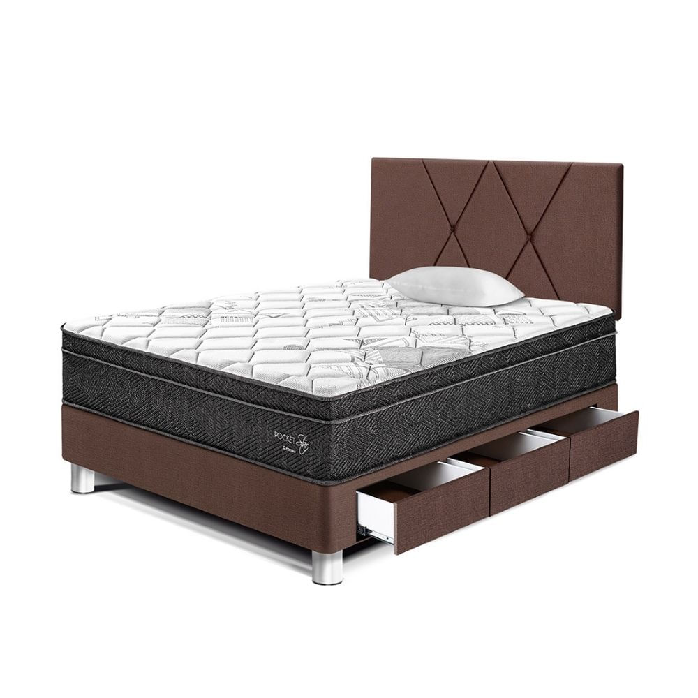 Dormitorio Paraíso Pocket Star con Cajones con Loft 1.5 plazas Chocolate