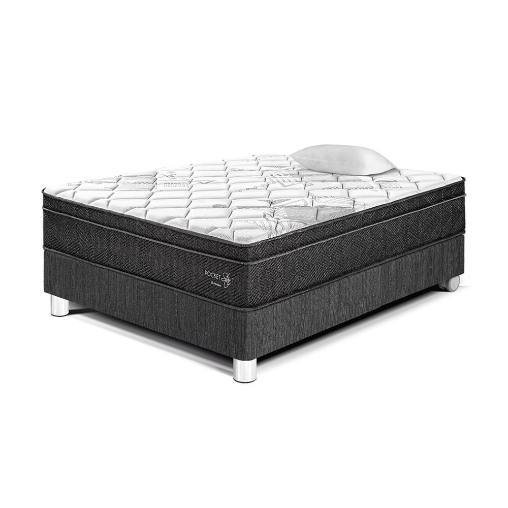 Cama Pocket Star 1.5 plazas Charcoal Paraiso