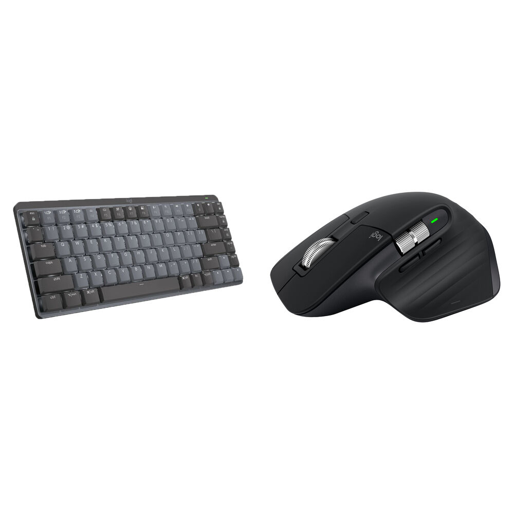 Logitech MX Mechanical Mini Wireless Keyboard & MX Master 3S Mouse Set (Tactile Quiet Switches, Blac