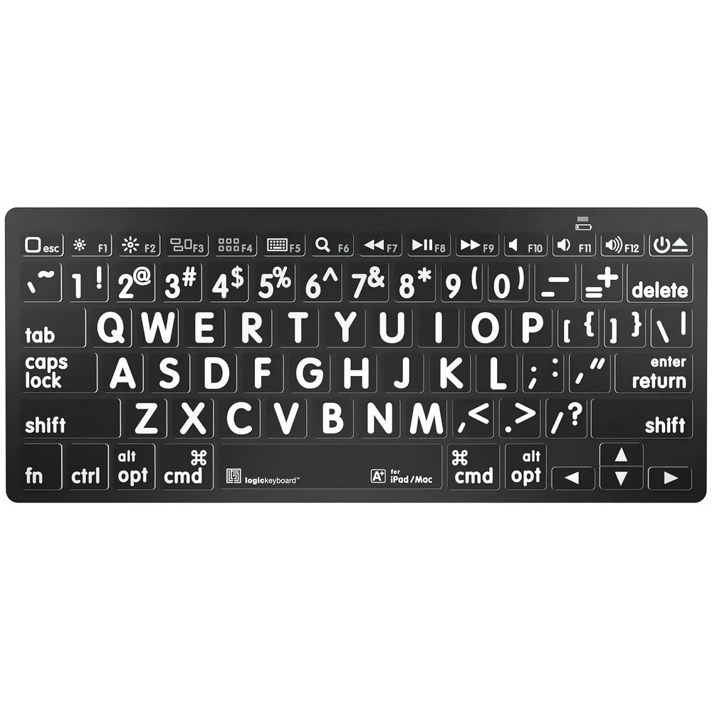 Logickeyboard XL Print Inglés Americano Bluetooth 3.0 Mini Teclado (Blanco sobre Negro) - Hasta 32.8