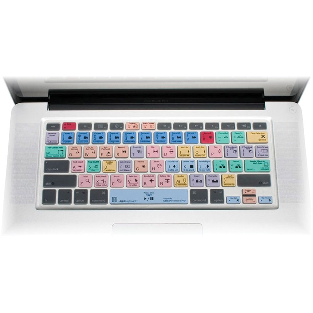 Cubierta de Teclado Logickeyboard para Adobe Premiere Pro CS6 - Inglés Americano para MacBook, Silic