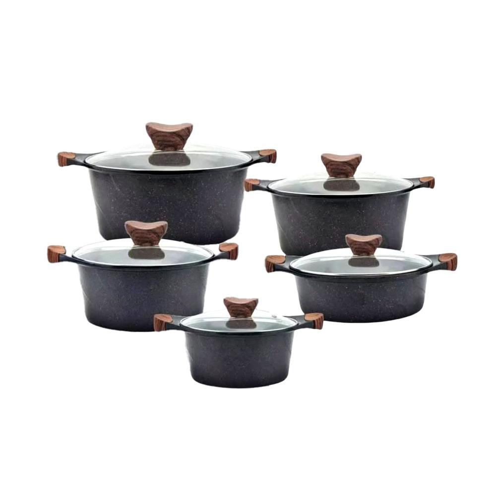 Set De 8 Piezas Ollas De Granito Keep Granite Antiadherente Negro