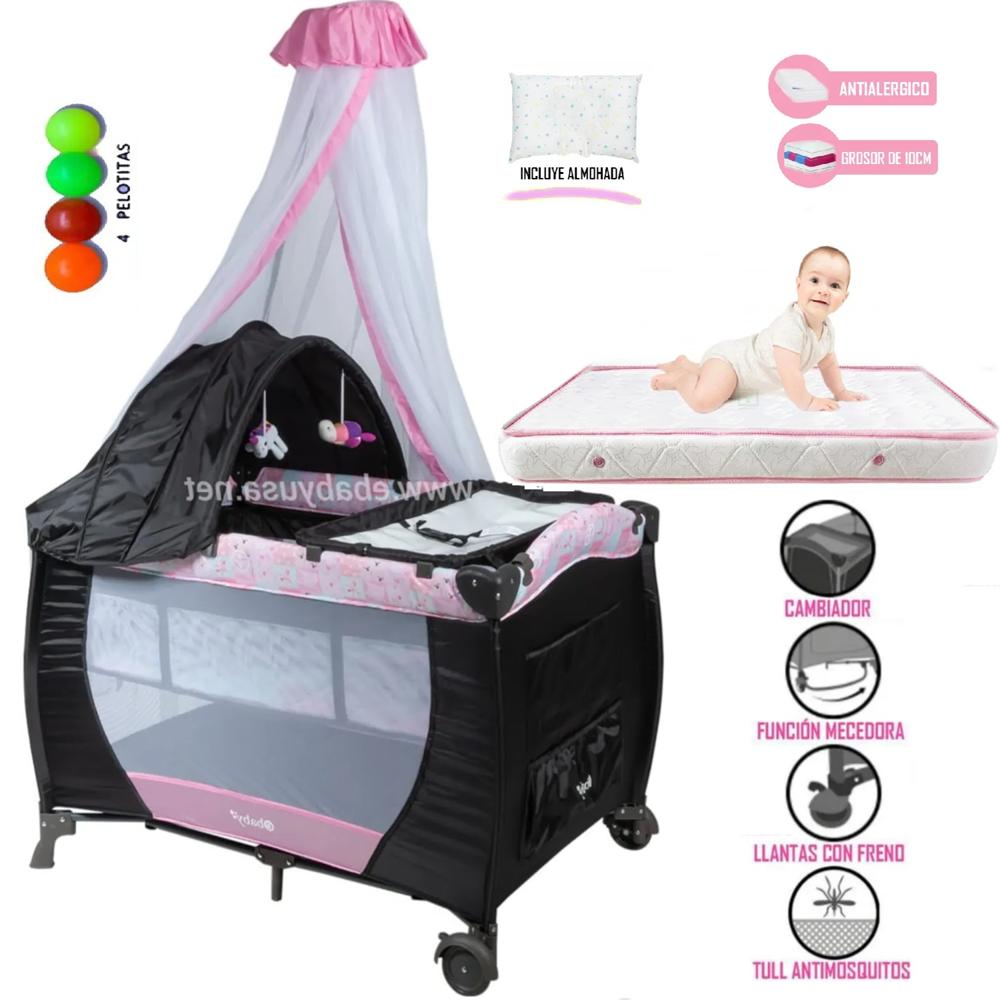 Cuna Corral Mecedora SALLY 716 + Colchón 4.5""