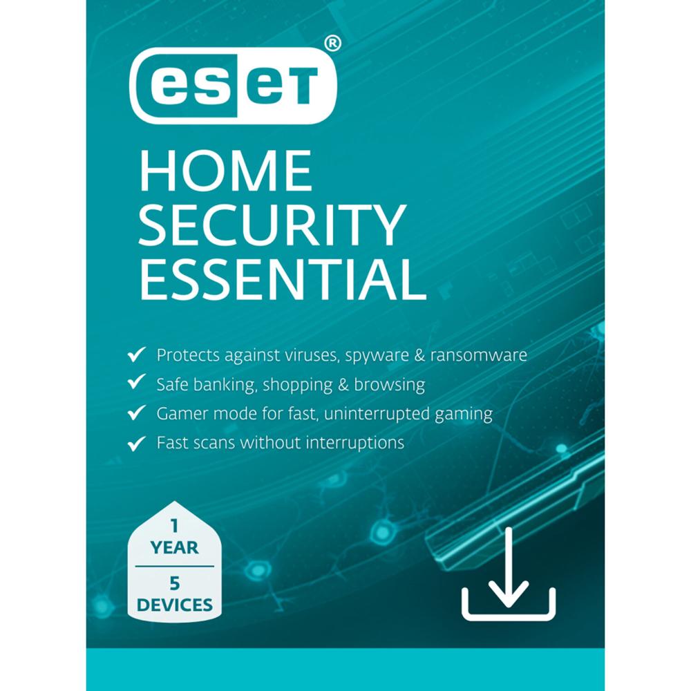 ESET Home Security Essential - Suscripción de 1 Año para 5 Dispositivos (Descarga) - Protección en T