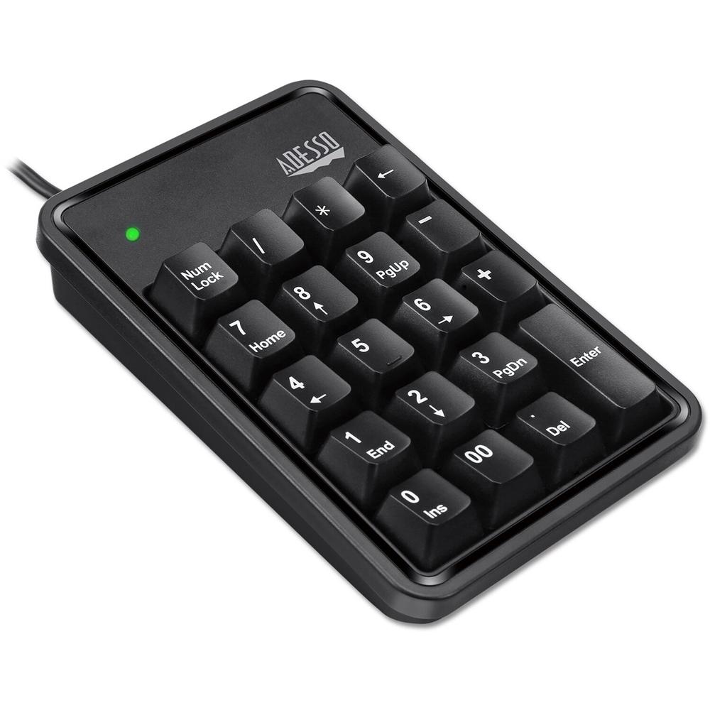 Adesso AKB-600HB Teclado Mecánico Numérico de 19 Teclas con Hub USB de 3 Puertos (Negro) - Teclas Ka