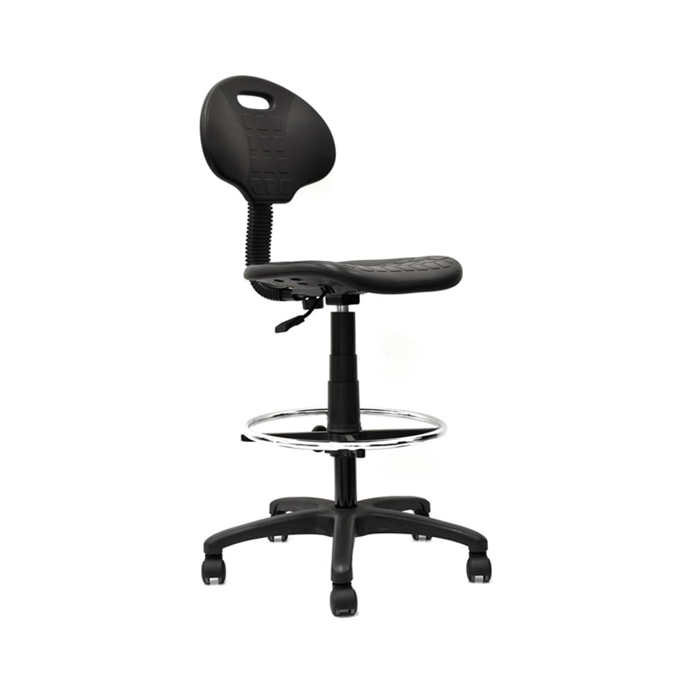 Silla Cajero Aro Cromado Ergonómico Twing Color Negro Ofideas