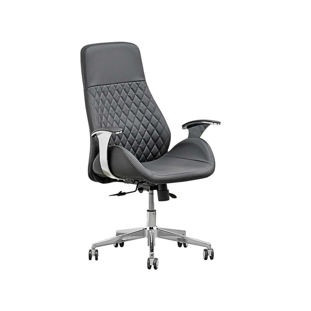 Silla De Oficina Presidente Cuero Gris Mark Premium Ofideas