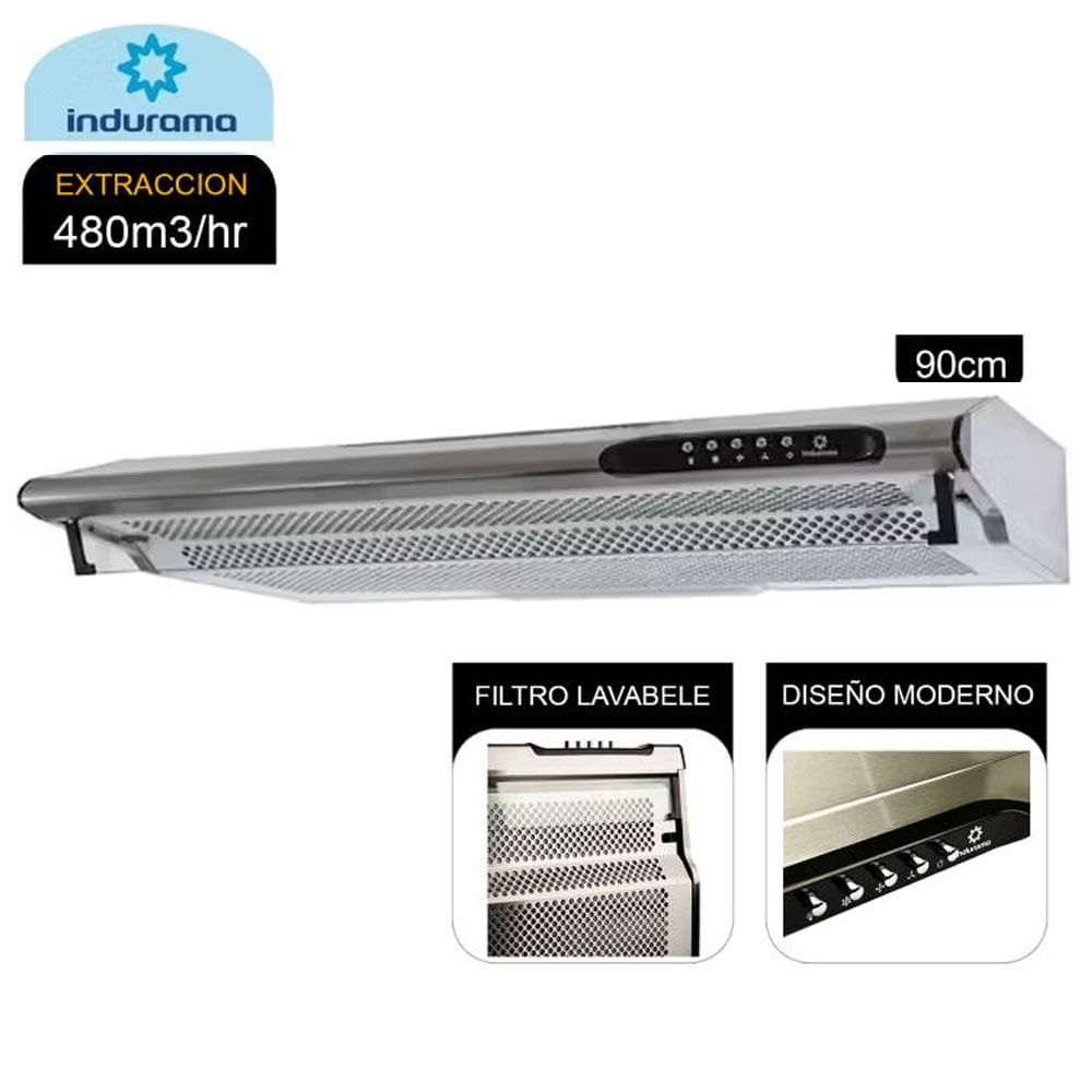 Campana Extractora 3Velocidades CEI-902CRP 90cm INDURAMA