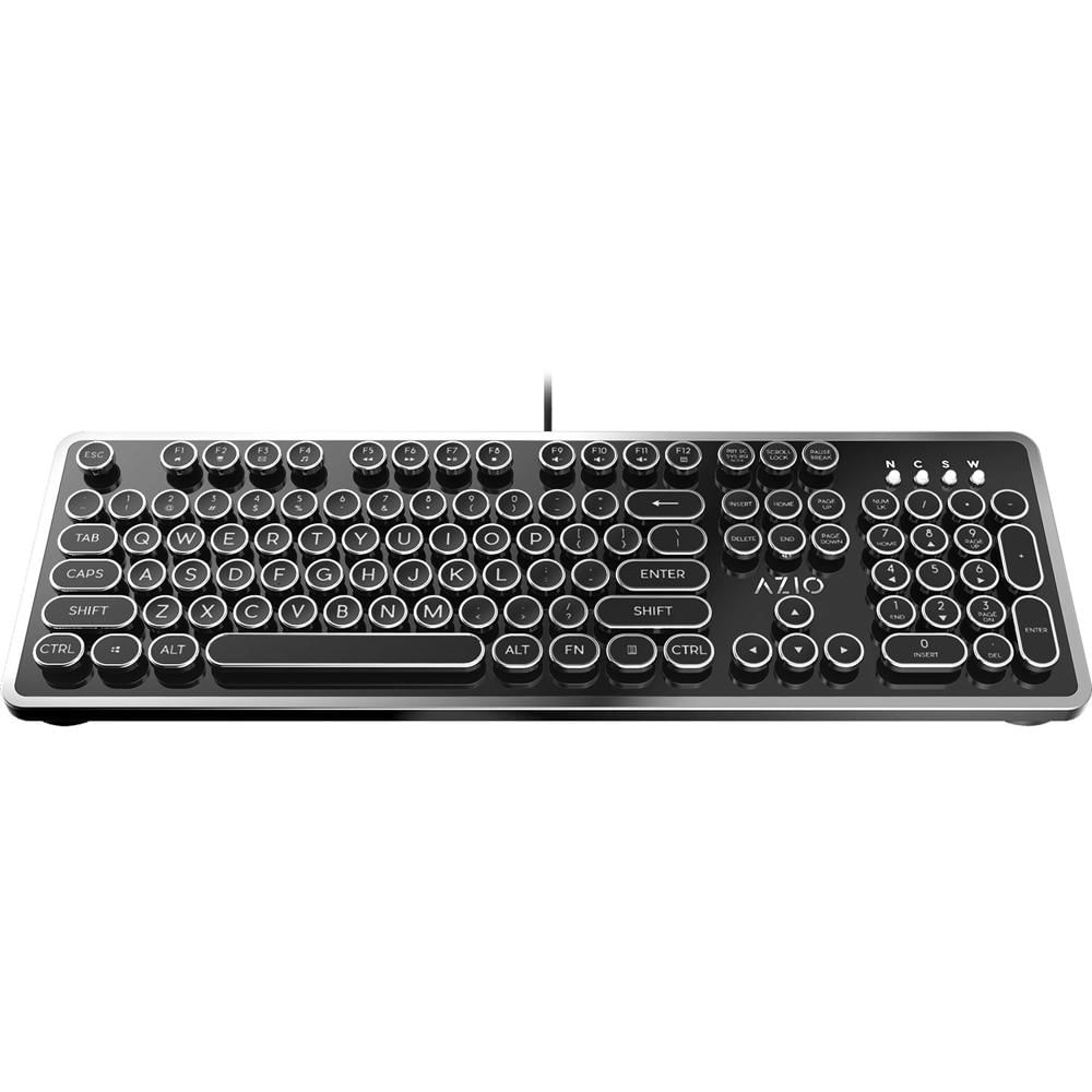 Teclado Mecánico Retro AZIO MK (Negro) - Conexión USB, Interruptores Mecánicos Azules, Teclas de Est