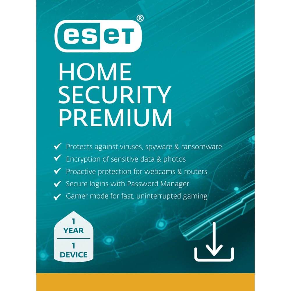 ESET Home Security Premium - Suscripción de 1 Año para 1 Dispositivo (Descarga) - Protección 24/7, E