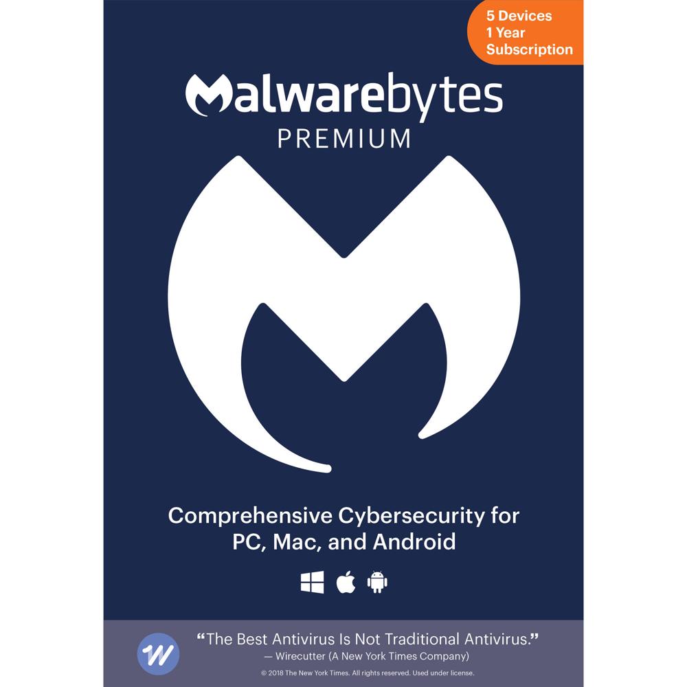 Malwarebytes Premium: Software de Ciberseguridad (Descarga, Licencia para 5 Dispositivos, 1 Año) - P