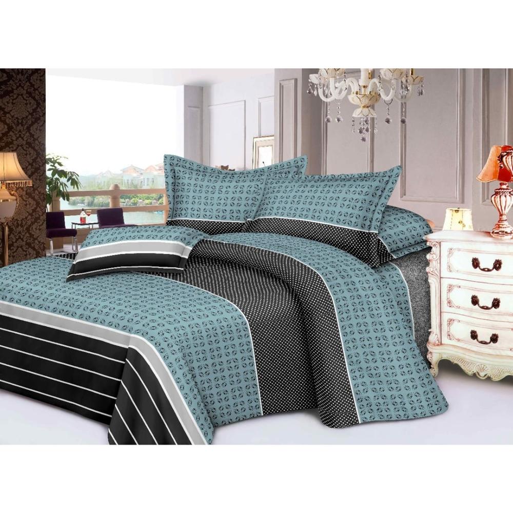 Juego de Sábanas 100% Algodón 2Plazas 4 Piezas 2000 Hilos Verde Negro