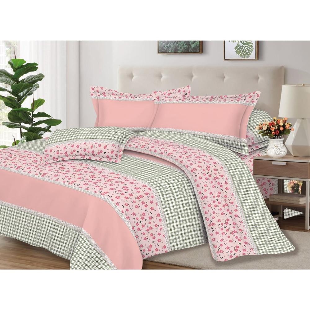 Juego de Sábanas 100% Algodón 2Plazas 4 Piezas 2000 Hilos Rosa Verde