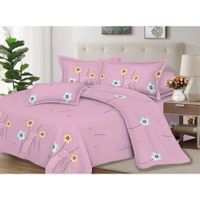 Juego de Sábanas Suave Algodón 2Plazas 4 Piezas 2000 Hilos Rosa Lila