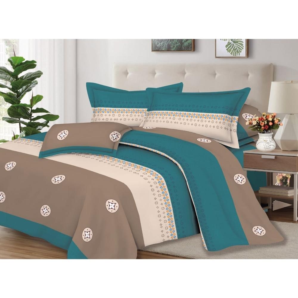 Juego de Sábanas 100% Algodón 2Plazas 4 Piezas 2000 Hilos Turqueza Beige