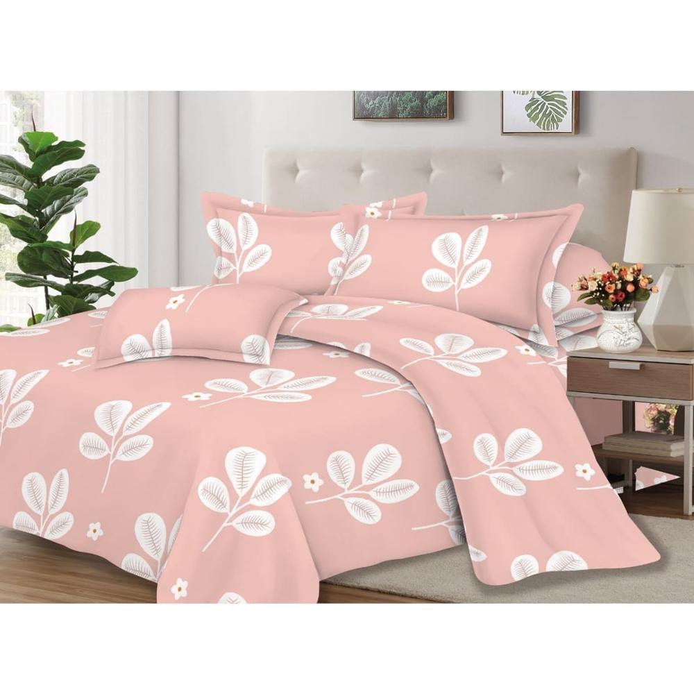 Juego de Sábanas 100% Algodón 2Plazas 4 Piezas 2000 Hilos Rosa Blanco