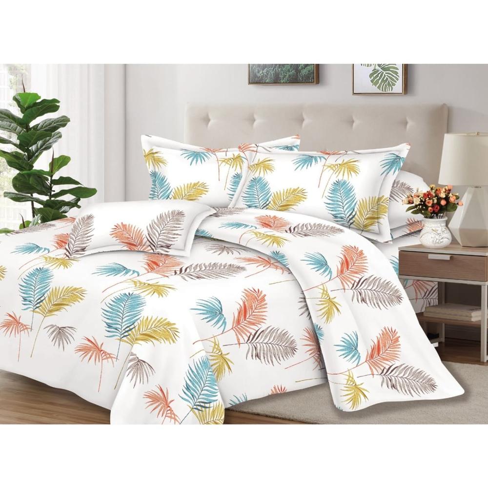 Juego de Sábanas 100% Algodón 2Plazas 4 Piezas 2000 Hilos Blanco Palmera