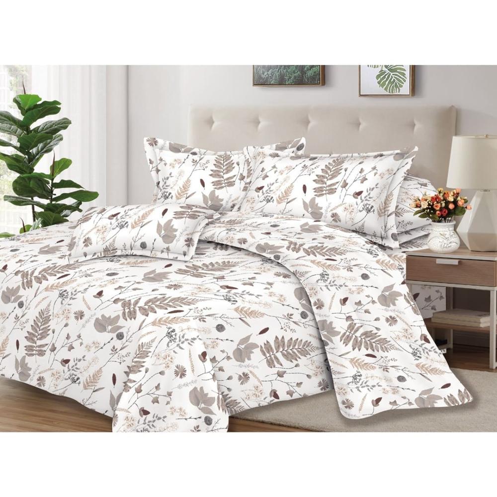 Juego de Sábanas 100% Algodón 2Plazas 4 Piezas 2000 Hilos Blanco Café