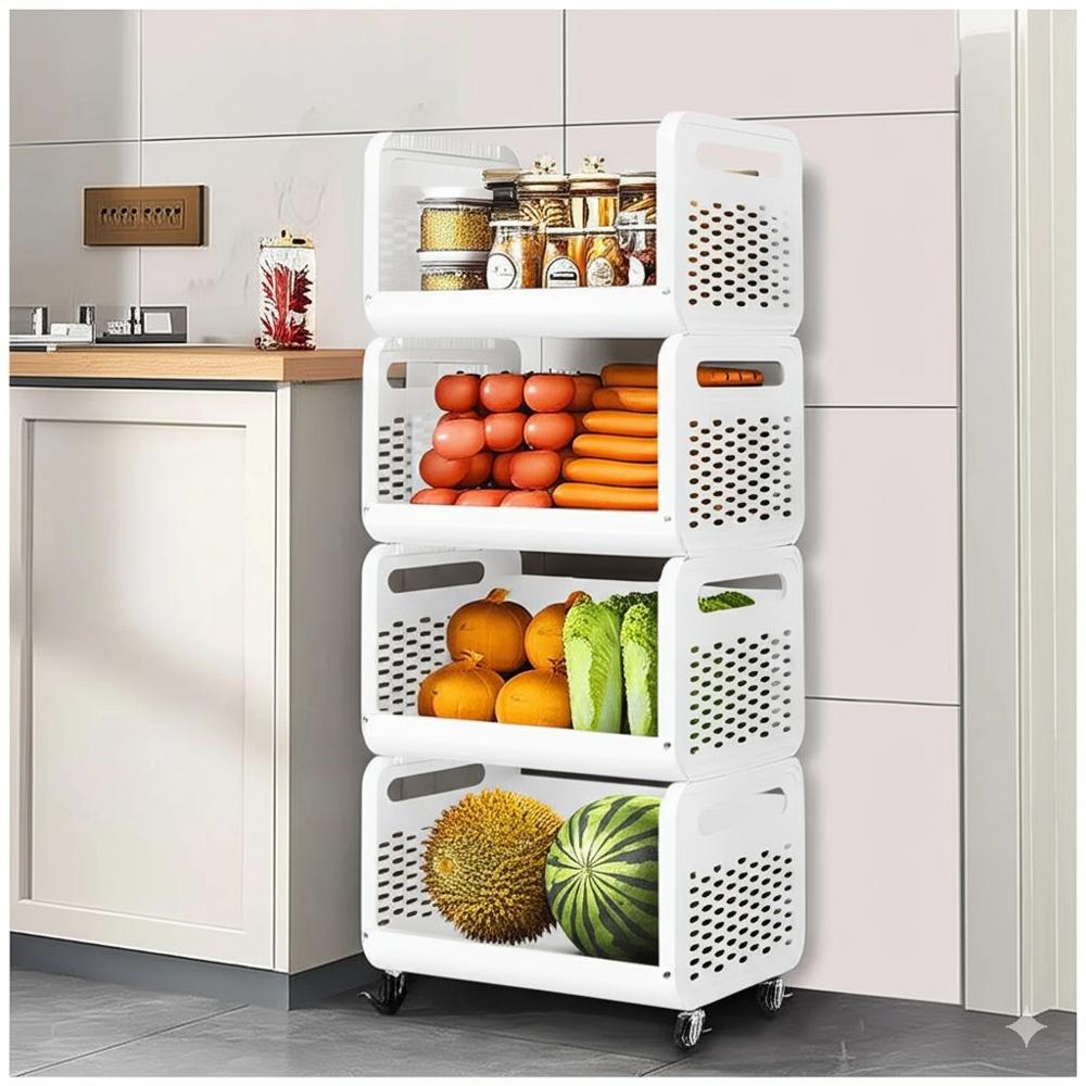 Estante Organizador de Cocina Carrito de Almacenamiento Multiusos de 4 niveles Blanco