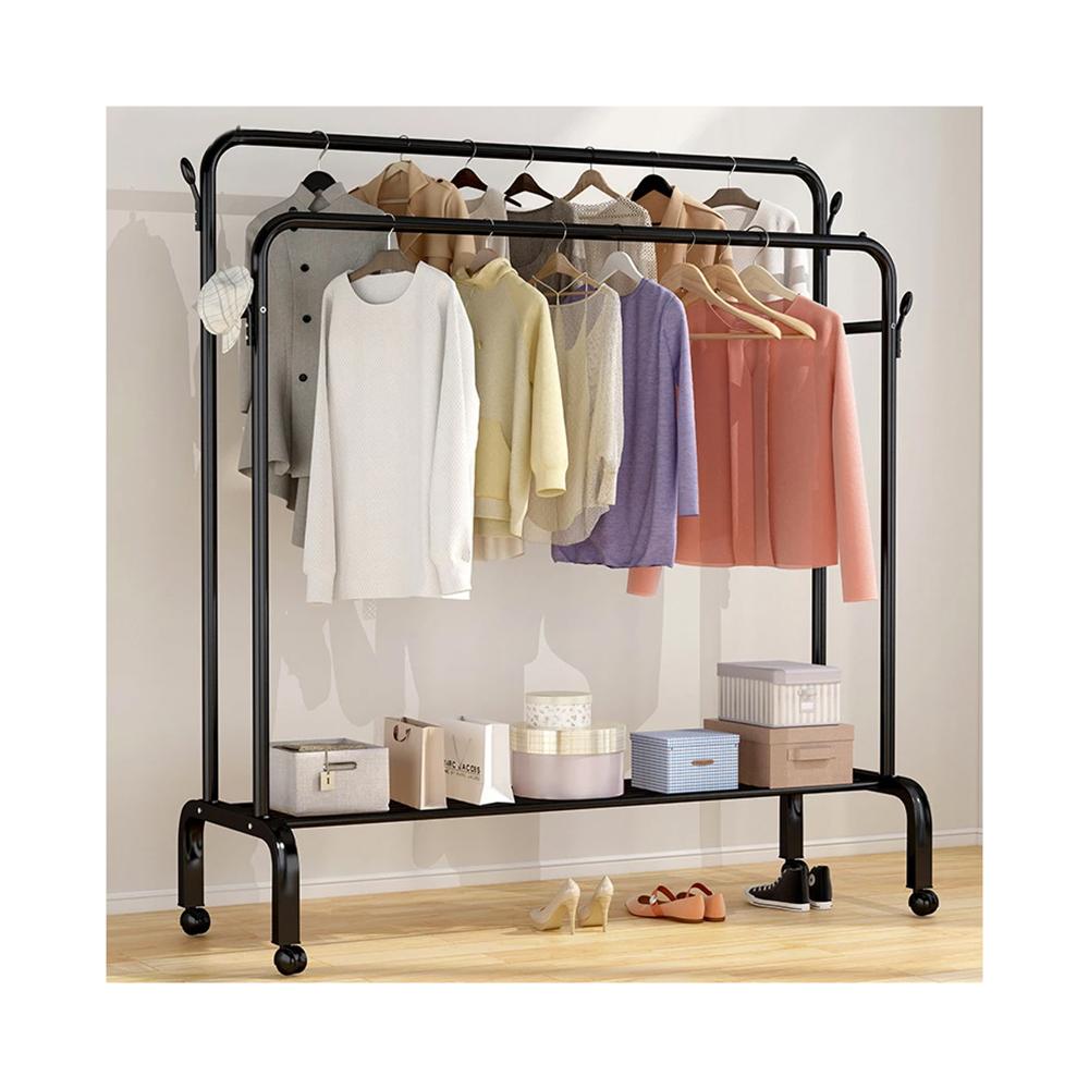 Perchero Colgador Organizador Ropa Elegante Con Ruedas Premium Negro