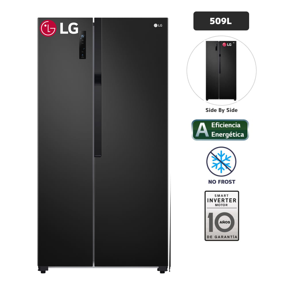 Refrigeradora LG 509L No Frost GS51MPD Negro