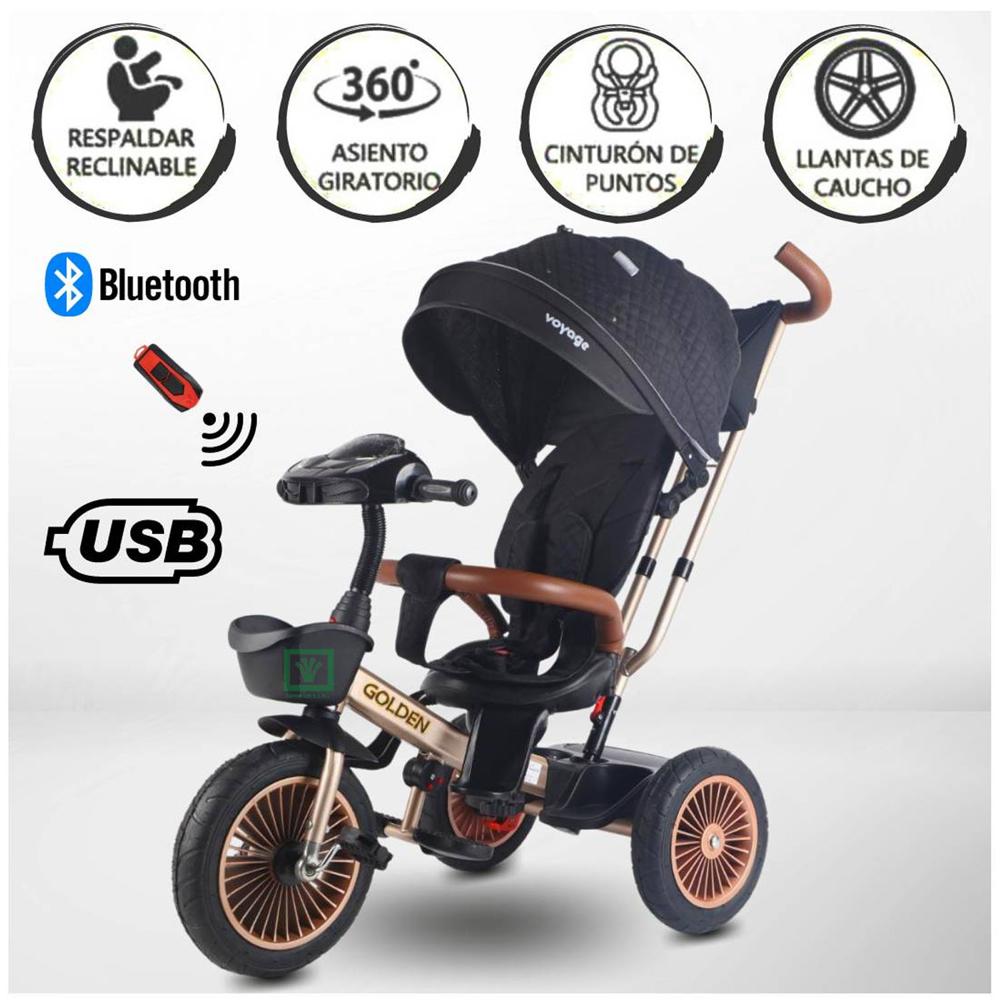 Triciclo Guiador 3 En 1 «GOLDEN II NEW COLLECTION» USB Negro
