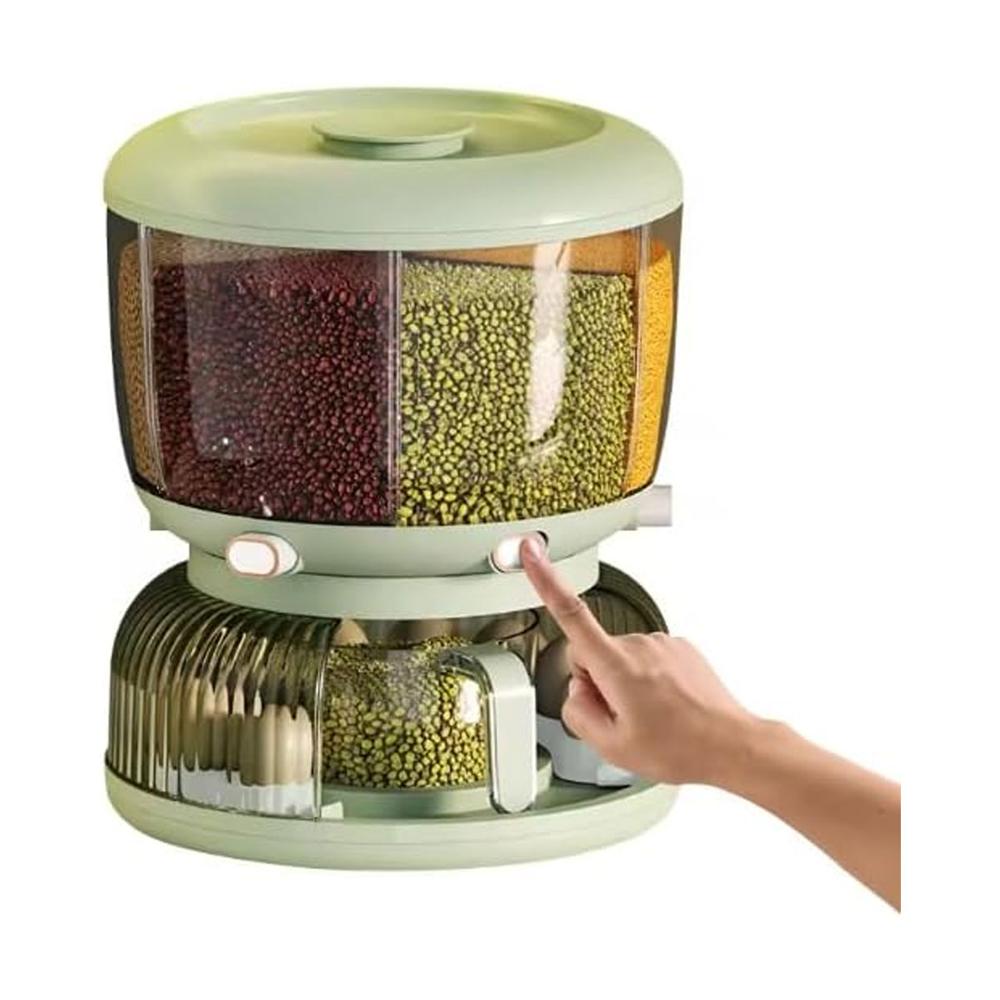 Dispensador Organizador Giratorio De Menestras Arroz Cereal De 6kg Verde