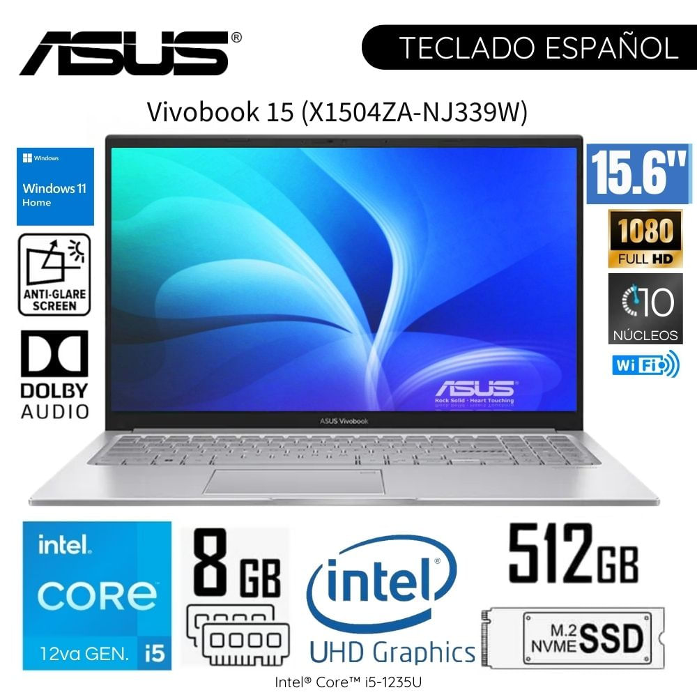 Laptop Asus Vivobook X1504ZA-NJ339W Intel Core i5-1235U 8GB RAM 512GB SSD 15.6"" FHD Windows 11