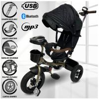Triciclo Guiador 3 en 1 «FORT PREMIUM» USB Negro