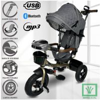 Triciclo Guiador 3 en 1 «FORT PREMIUM» USB Gris