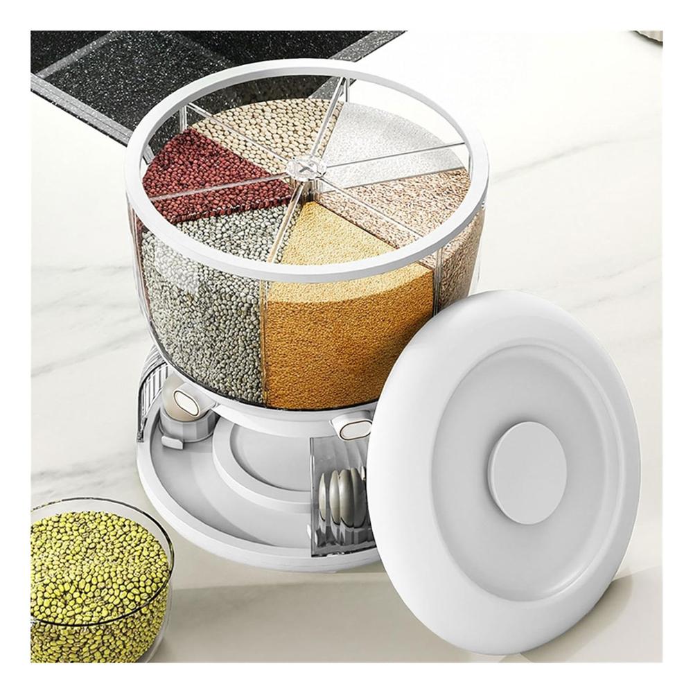 Dispensador Organizador Giratorio De Menestras Arroz Cereal De 6kg Blanco