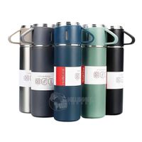 Set de 4 Pz Termo de Acero Inoxidable con Tazas Regalo color Aleatorio
