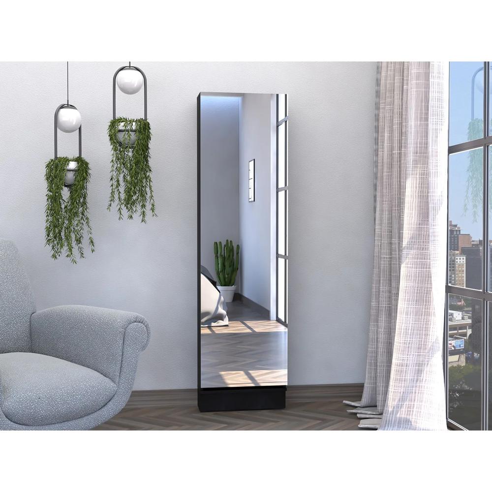 Zapatera Moderna con Espejo Jung Negro Alto 170cm R&R MUEBLES