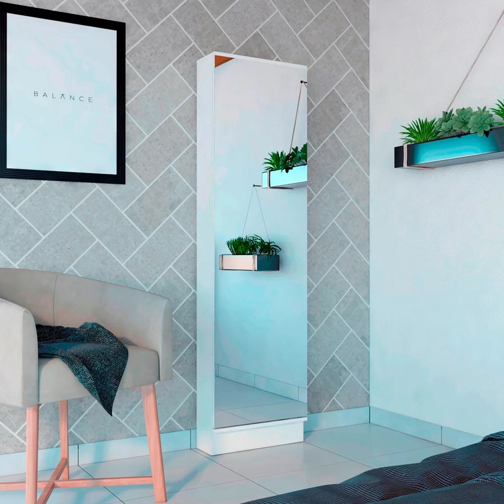 Zapatera Moderna con Espejo Jung Blanco Alto 170cm R&R MUEBLES