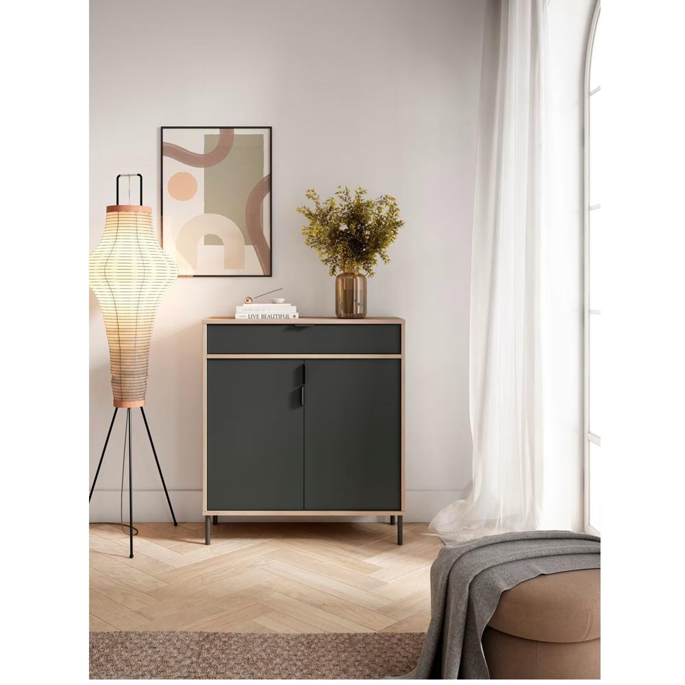 Zapatera Recibidor Nordico Iseul Rovere/Negro R&R MUEBLES