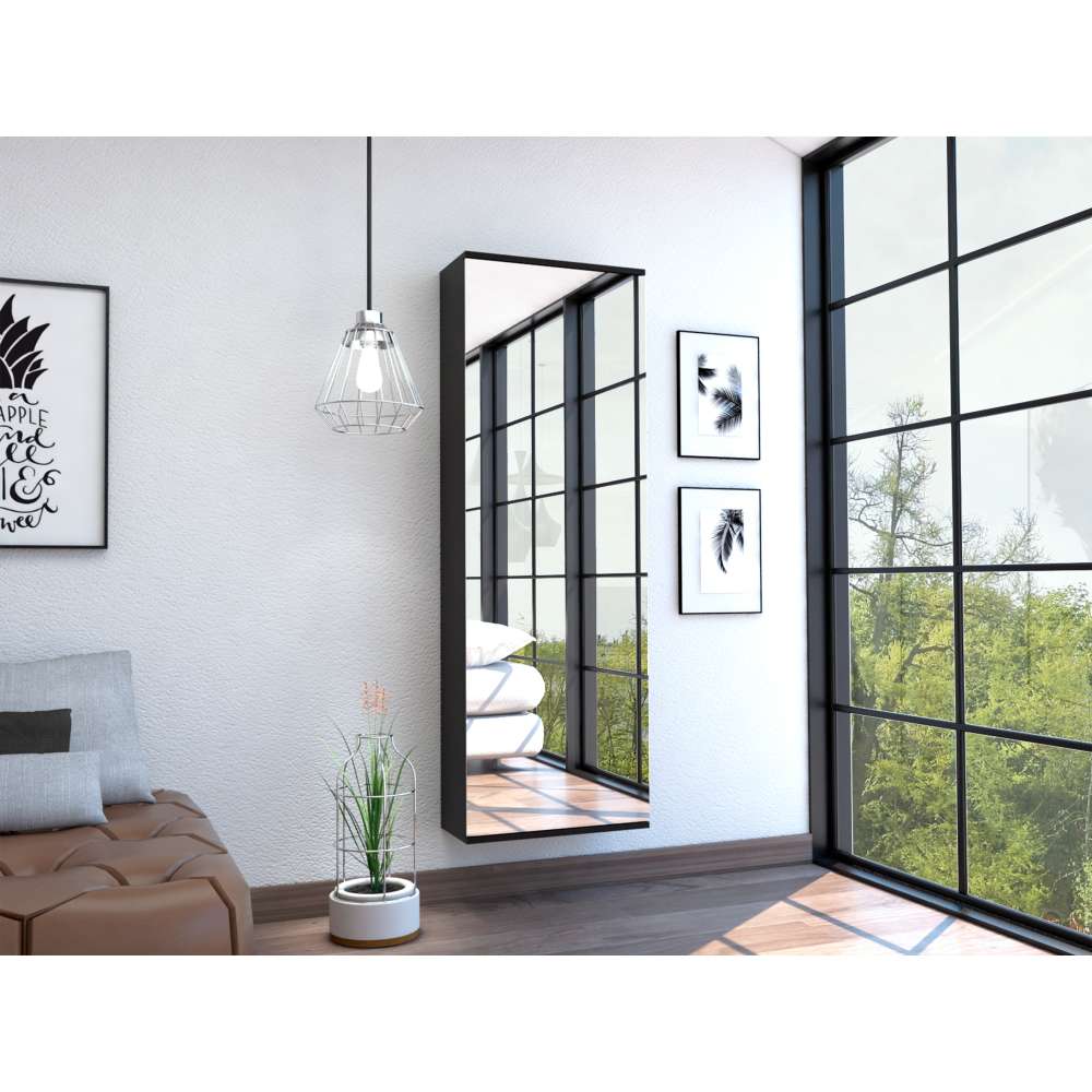 Zapatera Flotante Moderna Dae Negro Alto 138cm R&R MUEBLES