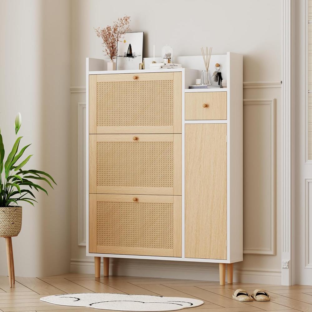 Zapatera Recibidor Nordico Salang Blanco/Natural R&R MUEBLES