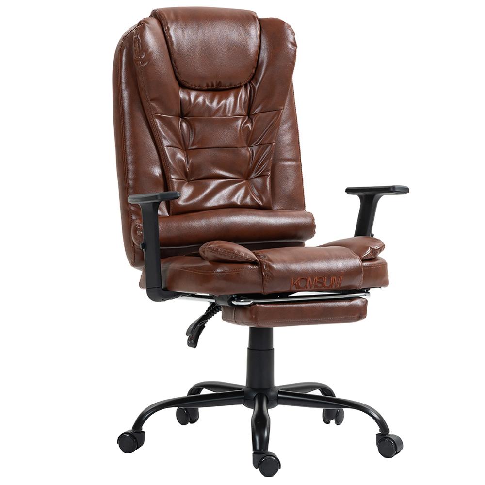Silla Ergonomica Oficina Gerencial BaseAcero Roma Komsum Marron Claro