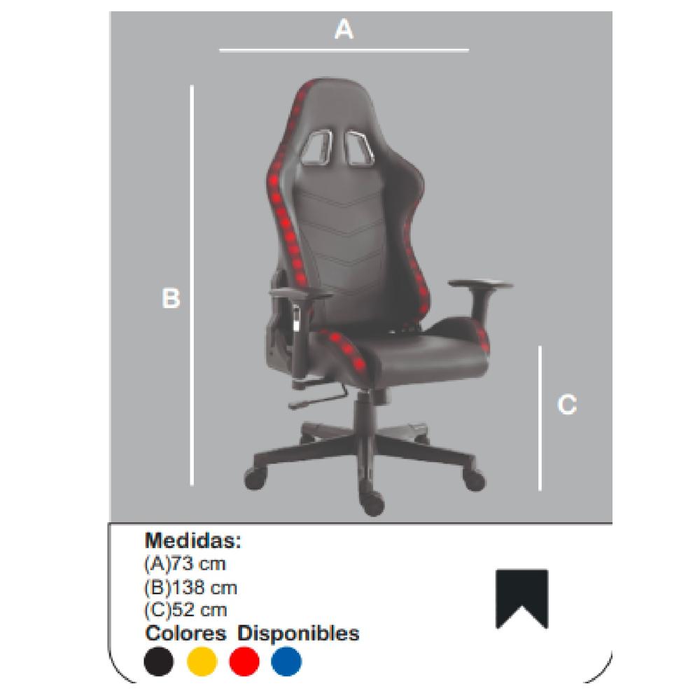 Silla Gamer Clásica Optimus color Negro/Rojo LED Ergonomica TU MESITA