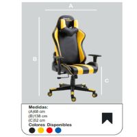 Silla Masajeadora Gamer Collins color Negro/Amarillo Ergonomica TU MESITA