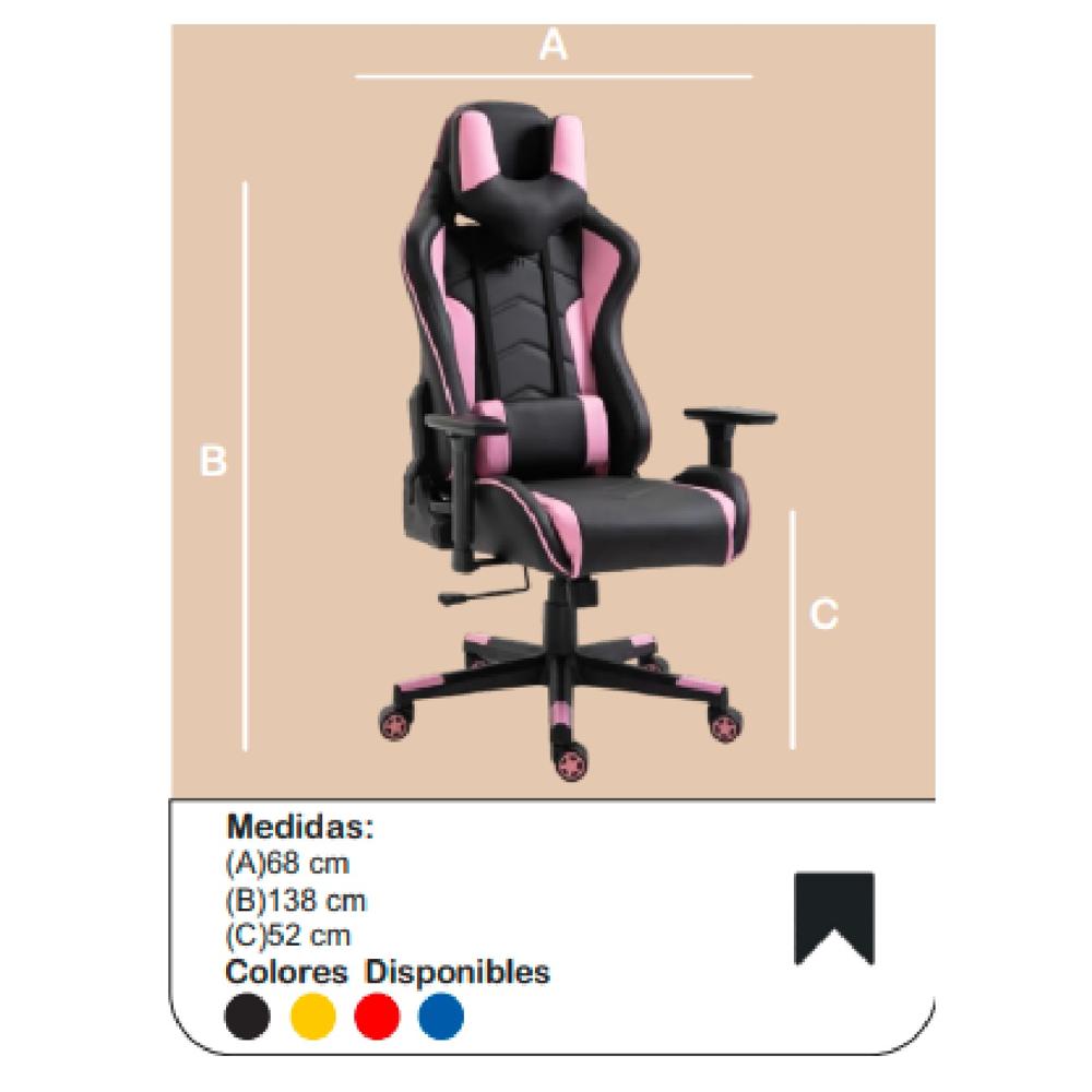 Silla Ultra Masajeadora Gamer Mistyc color Negro/Rosa Ergonomica TU MESITA