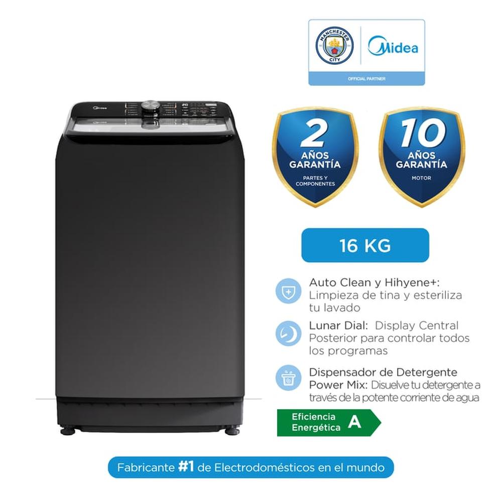 Lavadora Midea 16Kg Automatica MA512W160/T-PE TITANIUM.
