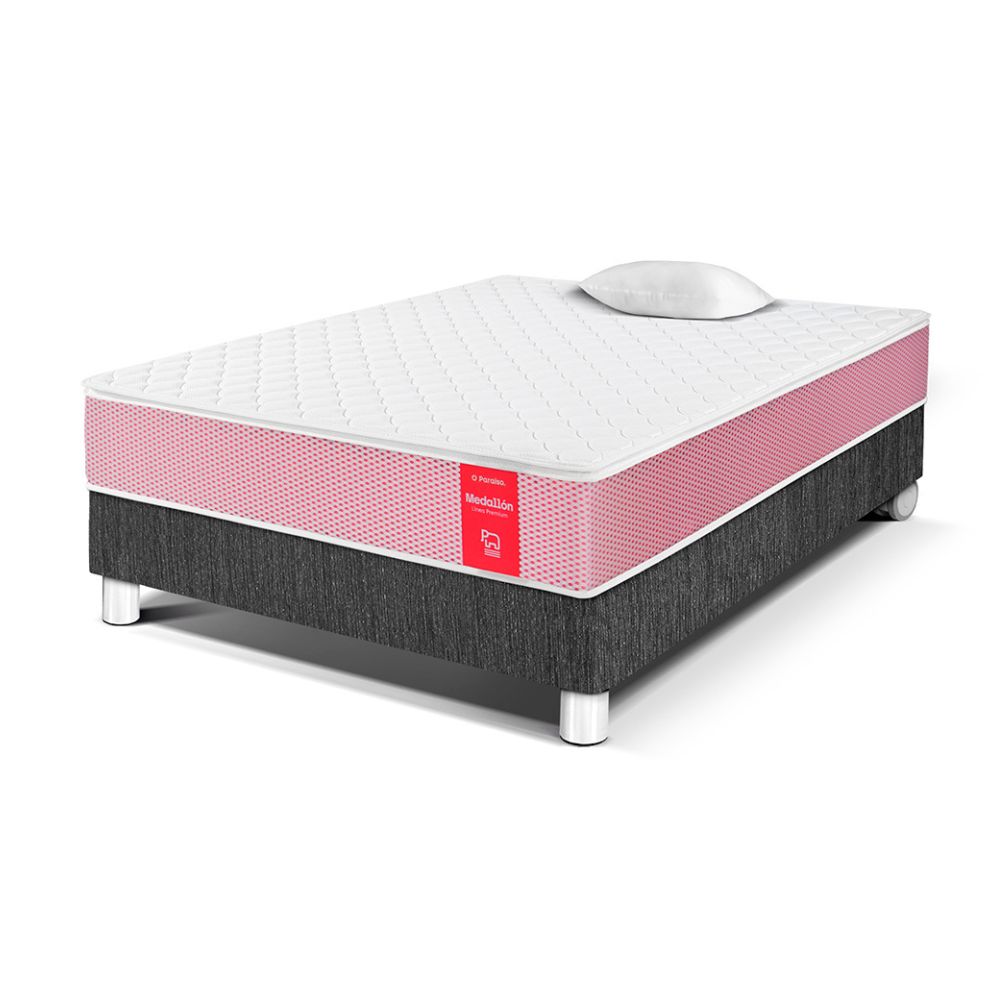 Cama Paraíso Medallón Ergo 1.5 Plazas Charcoal