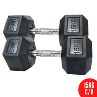 Mancuernas Hexagonales 15kg Pesas de Goma
